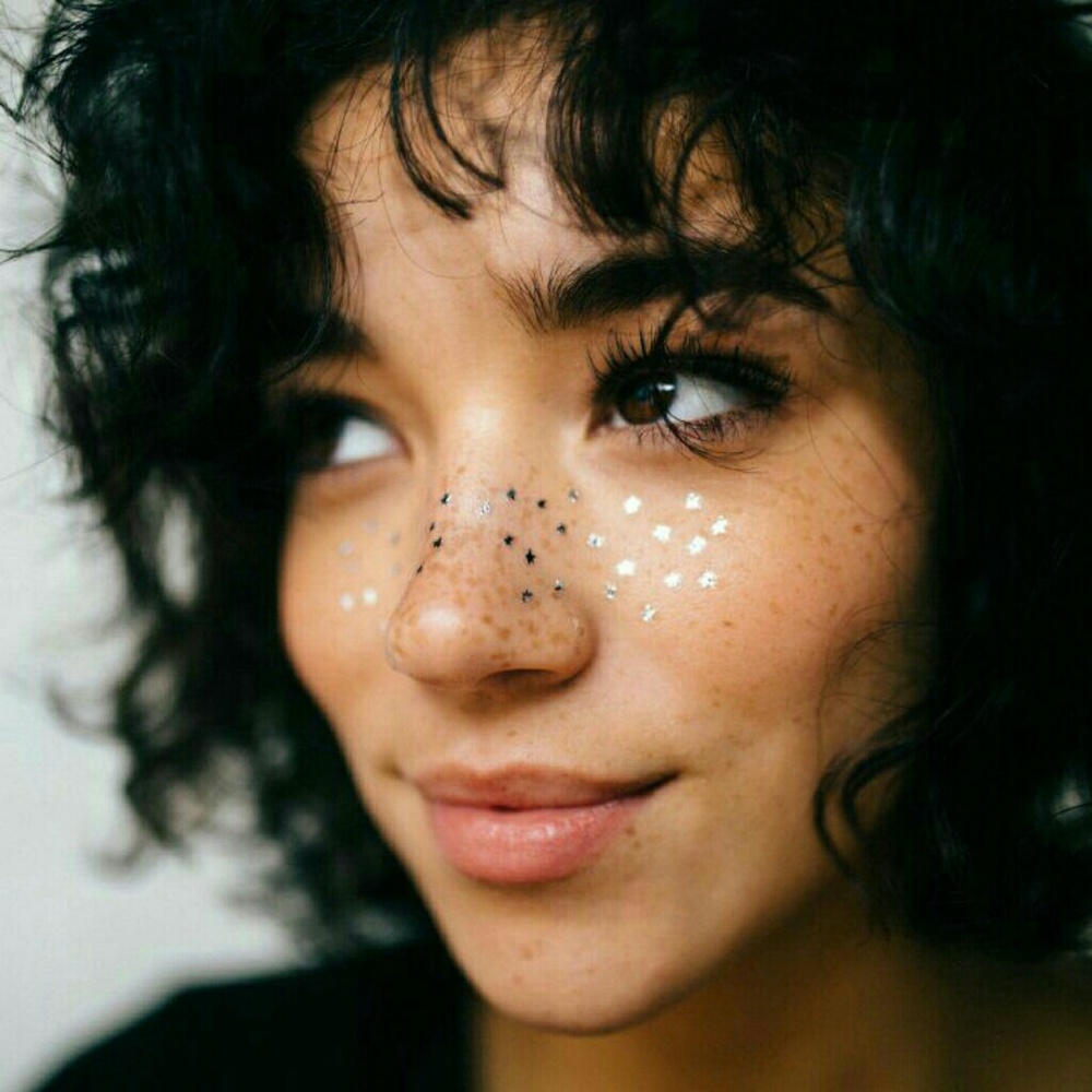 Gold temporary freckles tattoo